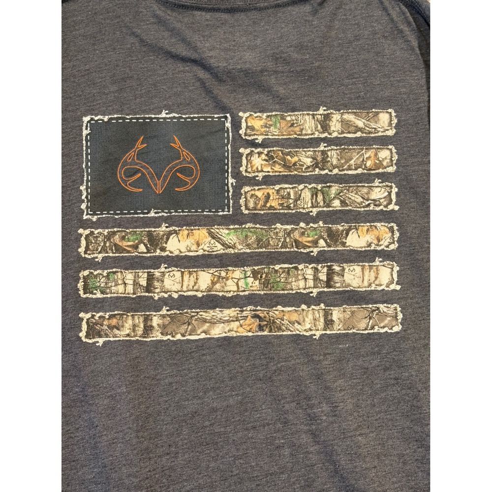 Realtree Long Sleeve Shirt Mens 2XL Gray American Flag Camo Logo Graphic Tee NWT - Picture 10 of 11